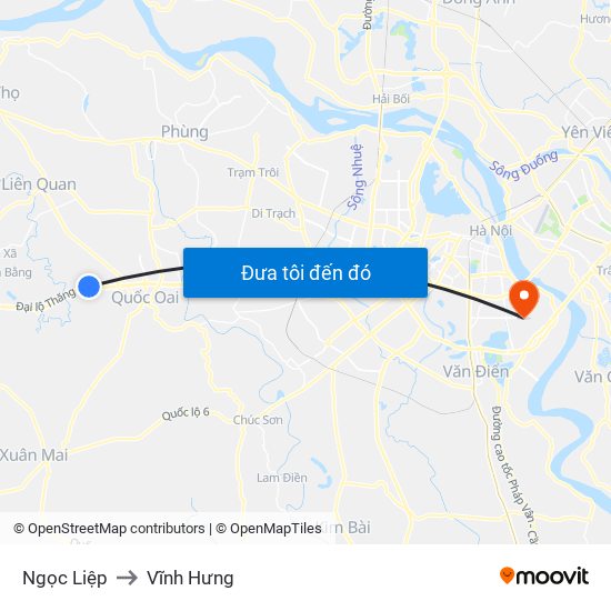 Ngọc Liệp to Vĩnh Hưng map