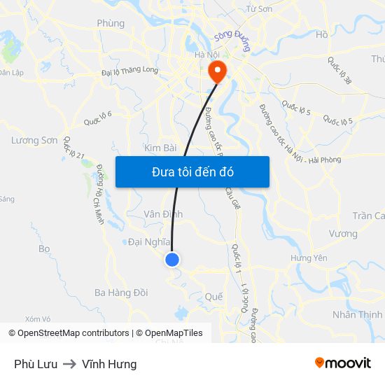 Phù Lưu to Vĩnh Hưng map