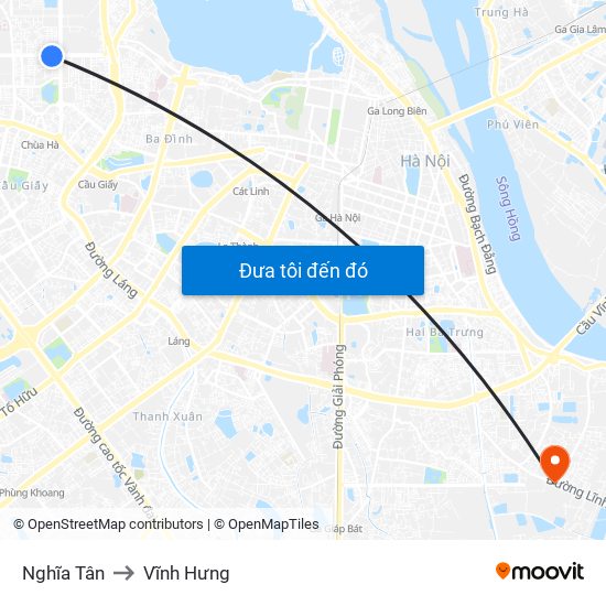 Nghĩa Tân to Vĩnh Hưng map