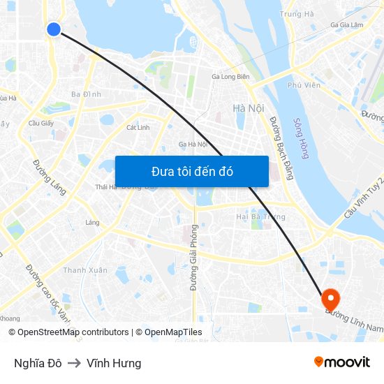 Nghĩa Đô to Vĩnh Hưng map