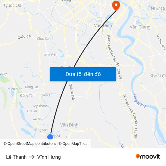 Lê Thanh to Vĩnh Hưng map