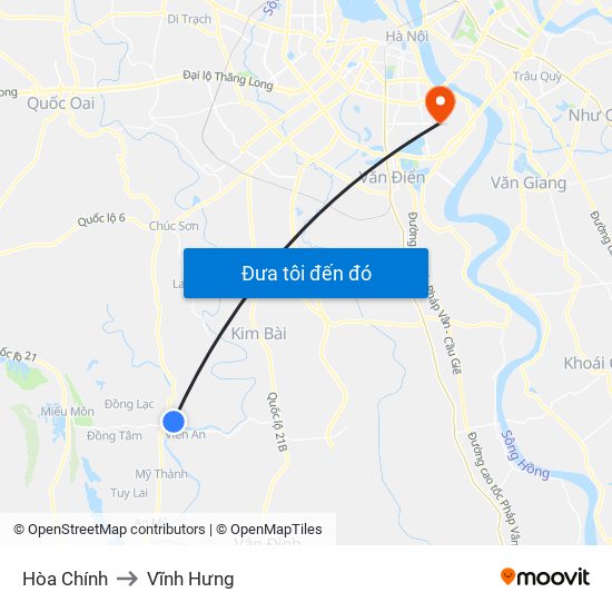 Hòa Chính to Vĩnh Hưng map