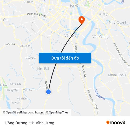 Hồng Dương to Vĩnh Hưng map