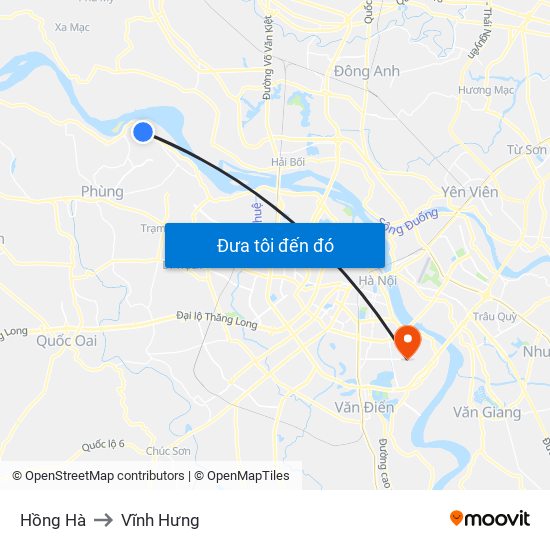 Hồng Hà to Vĩnh Hưng map