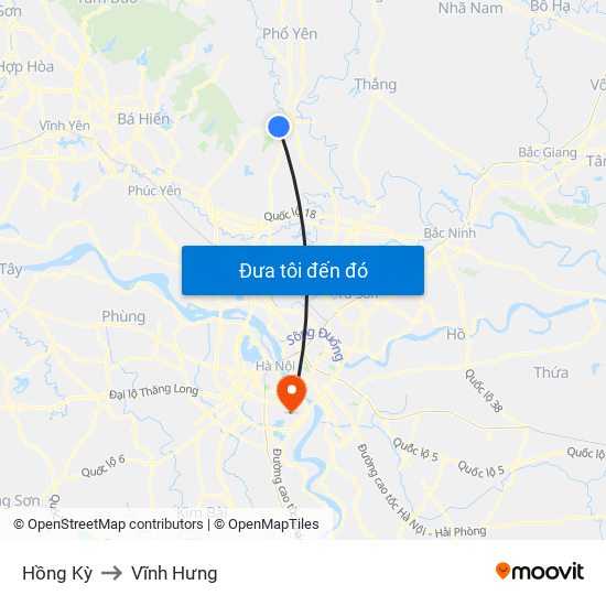 Hồng Kỳ to Vĩnh Hưng map