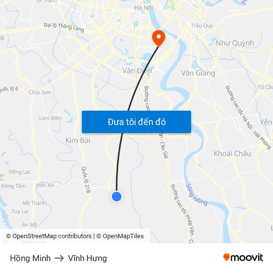 Hồng Minh to Vĩnh Hưng map