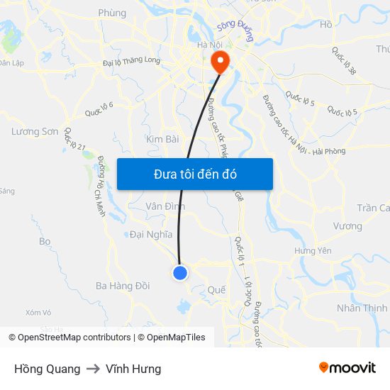 Hồng Quang to Vĩnh Hưng map