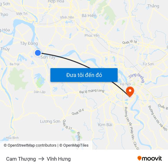 Cam Thượng to Vĩnh Hưng map