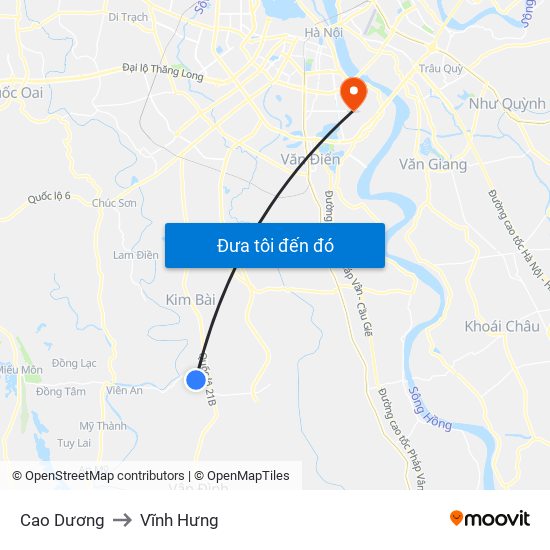 Cao Dương to Vĩnh Hưng map