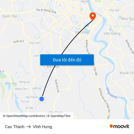 Cao Thành to Vĩnh Hưng map