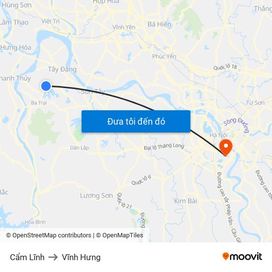 Cẩm Lĩnh to Vĩnh Hưng map