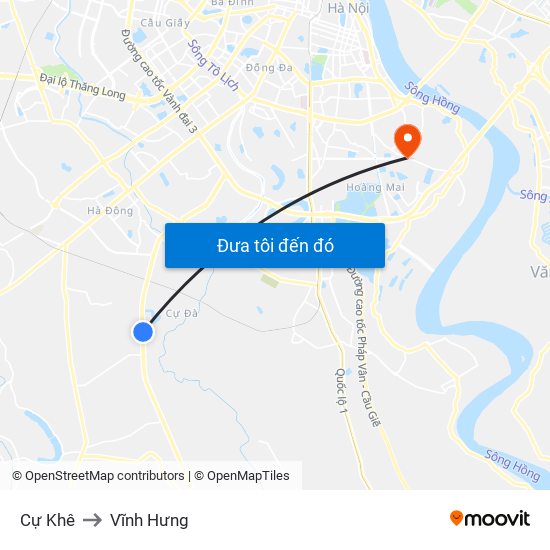 Cự Khê to Vĩnh Hưng map