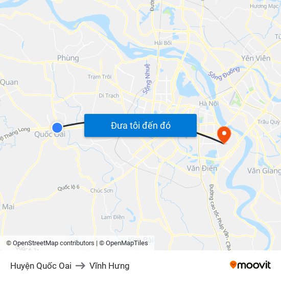 Huyện Quốc Oai to Vĩnh Hưng map