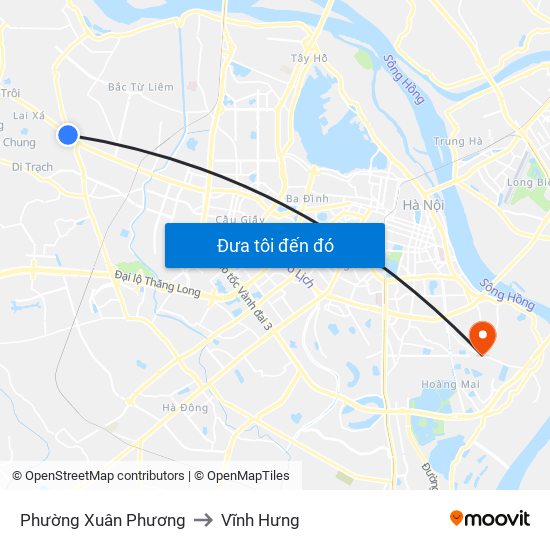 Phường Xuân Phương to Vĩnh Hưng map