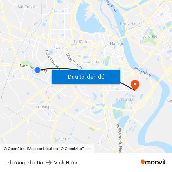 Phường Phú Đô to Vĩnh Hưng map