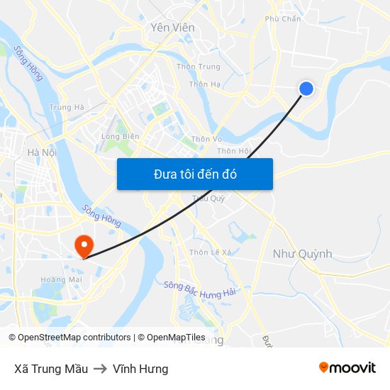 Xã Trung Mầu to Vĩnh Hưng map