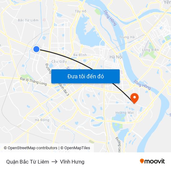 Quận Bắc Từ Liêm to Vĩnh Hưng map