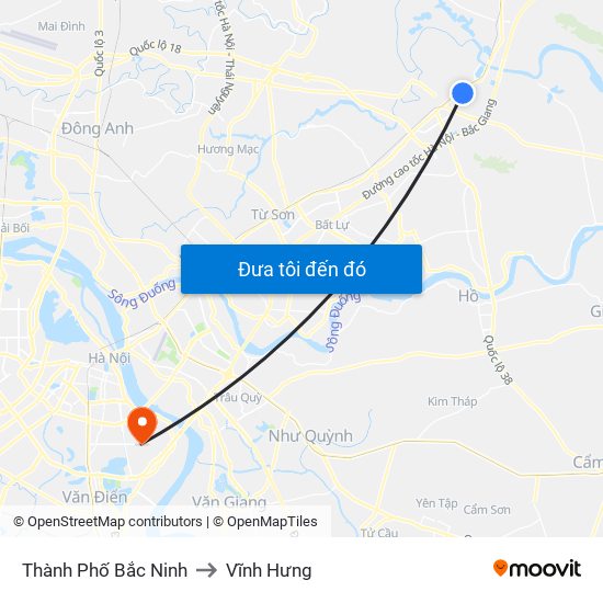 Thành Phố Bắc Ninh to Vĩnh Hưng map