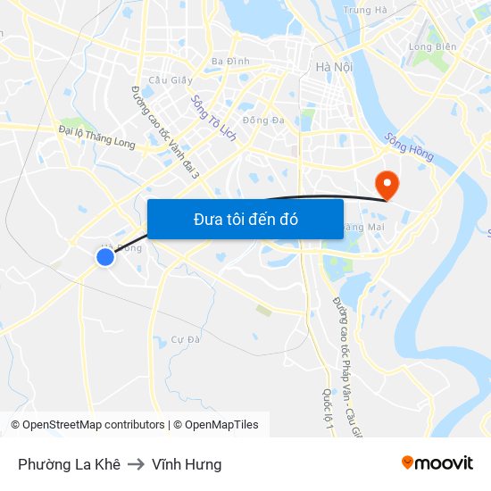 Phường La Khê to Vĩnh Hưng map