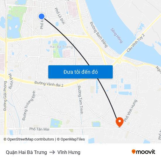 Quận Hai Bà Trưng to Vĩnh Hưng map