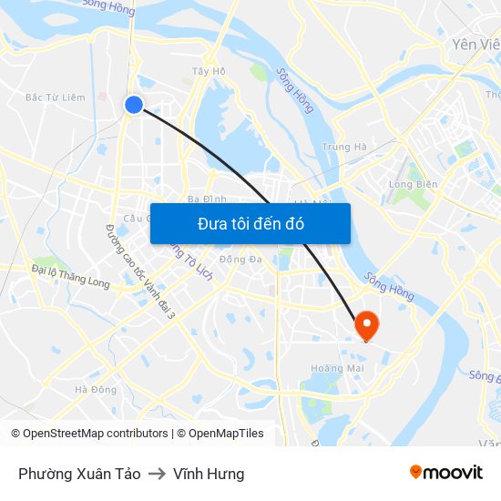 Phường Xuân Tảo to Vĩnh Hưng map