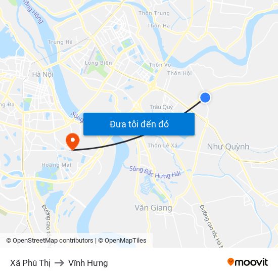 Xã Phú Thị to Vĩnh Hưng map