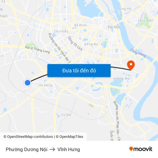 Phường Dương Nội to Vĩnh Hưng map