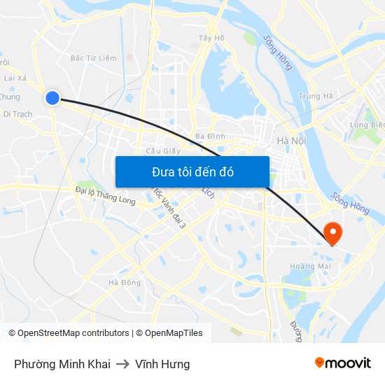 Phường Minh Khai to Vĩnh Hưng map