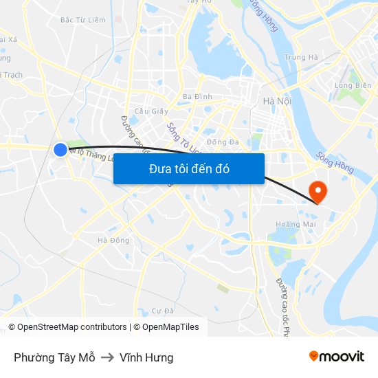 Phường Tây Mỗ to Vĩnh Hưng map