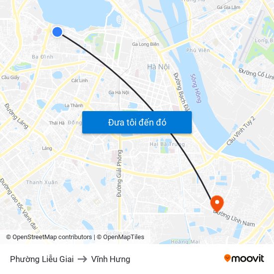 Phường Liễu Giai to Vĩnh Hưng map