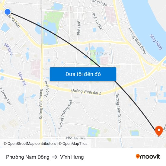 Phường Nam Đồng to Vĩnh Hưng map