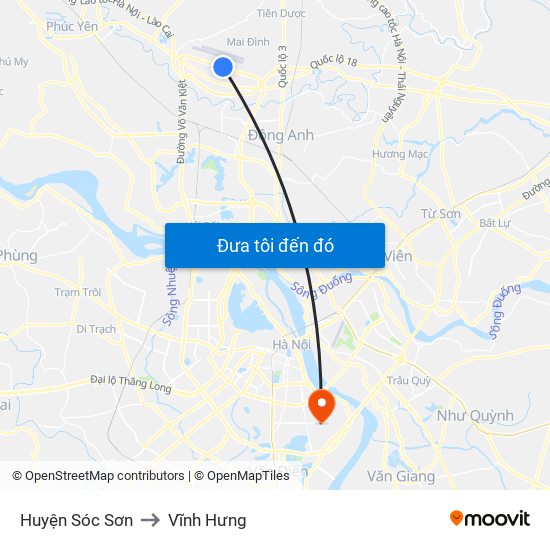 Huyện Sóc Sơn to Vĩnh Hưng map