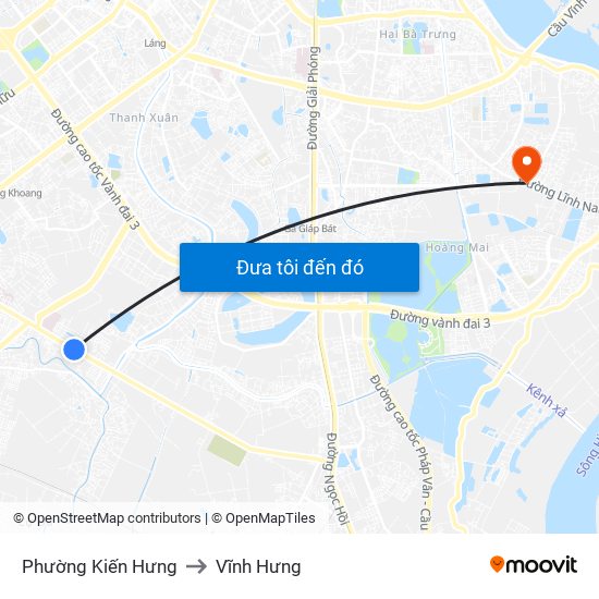 Phường Kiến Hưng to Vĩnh Hưng map