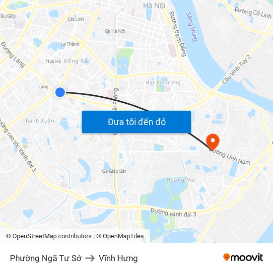 Phường Ngã Tư Sở to Vĩnh Hưng map