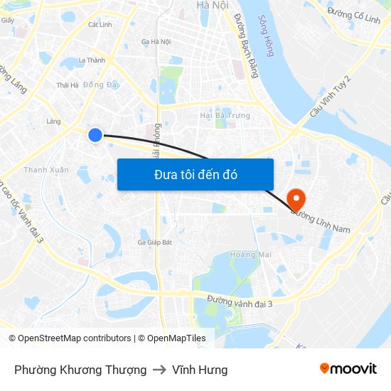 Phường Khương Thượng to Vĩnh Hưng map