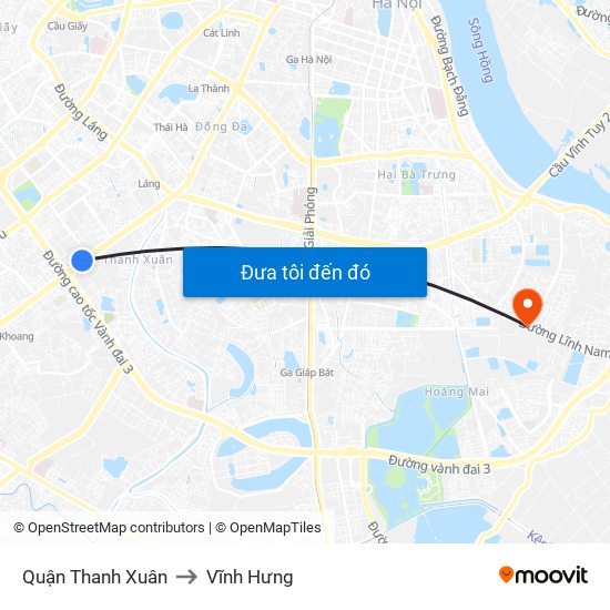 Quận Thanh Xuân to Vĩnh Hưng map