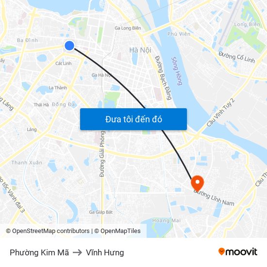 Phường Kim Mã to Vĩnh Hưng map