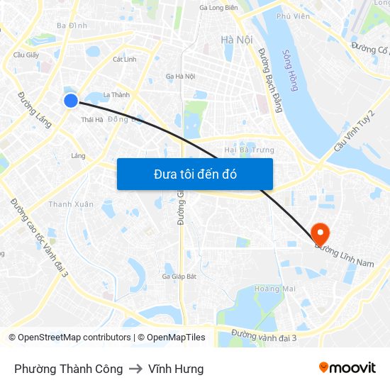 Phường Thành Công to Vĩnh Hưng map