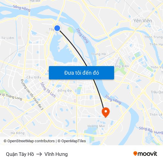 Quận Tây Hồ to Vĩnh Hưng map