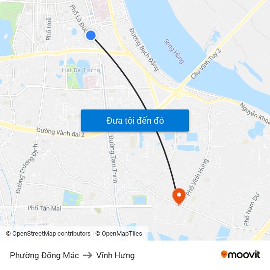 Phường Đống Mác to Vĩnh Hưng map