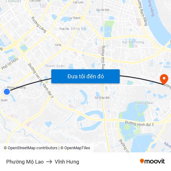 Phường Mộ Lao to Vĩnh Hưng map