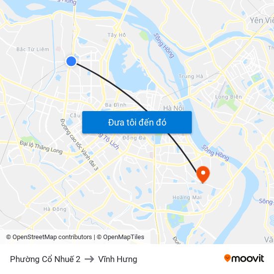 Phường Cổ Nhuế 2 to Vĩnh Hưng map