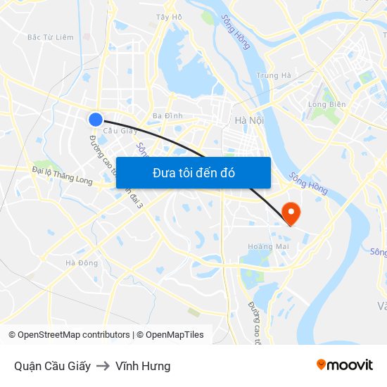 Quận Cầu Giấy to Vĩnh Hưng map