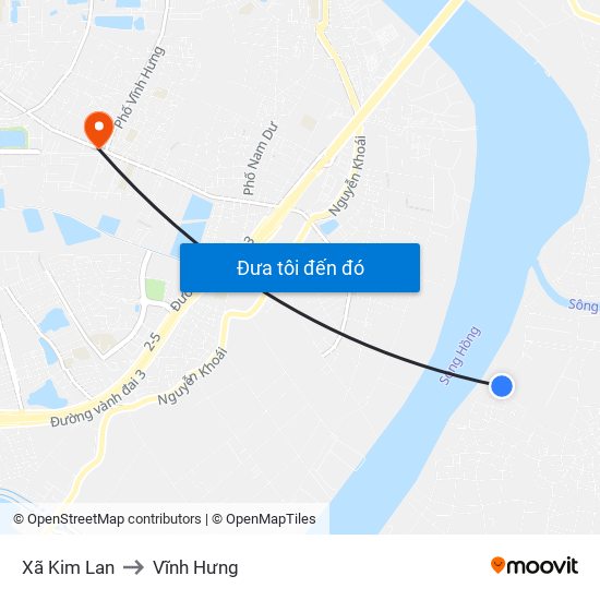 Xã Kim Lan to Vĩnh Hưng map