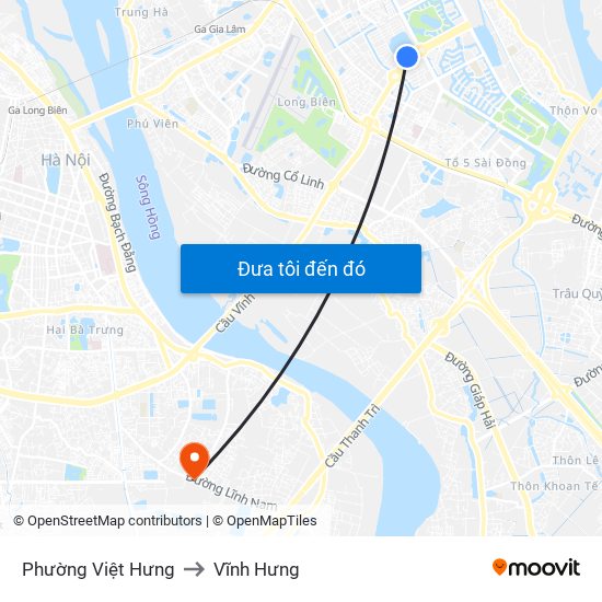 Phường Việt Hưng to Vĩnh Hưng map