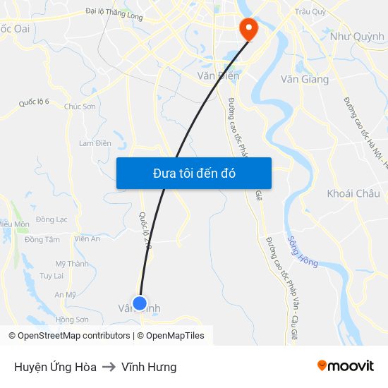 Huyện Ứng Hòa to Vĩnh Hưng map