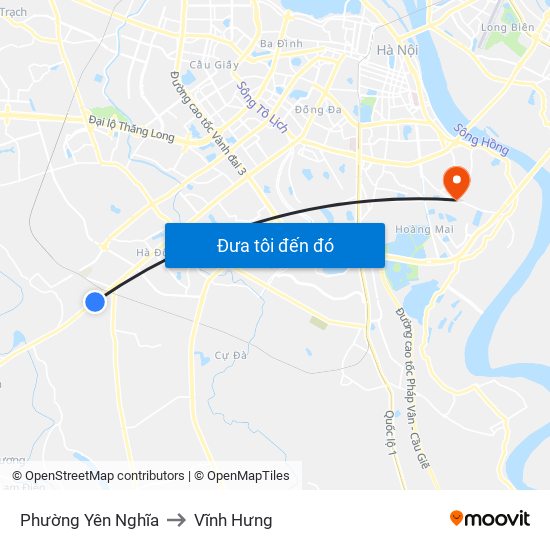Phường Yên Nghĩa to Vĩnh Hưng map
