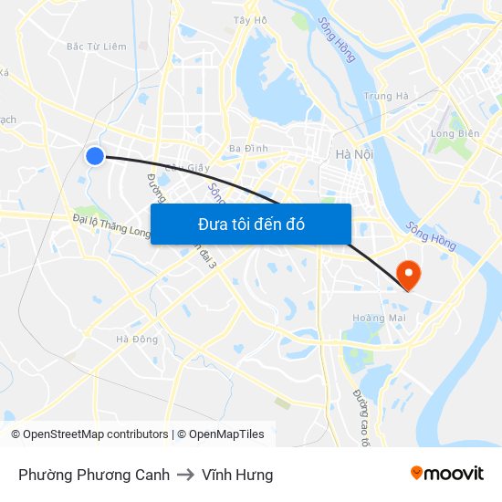 Phường Phương Canh to Vĩnh Hưng map