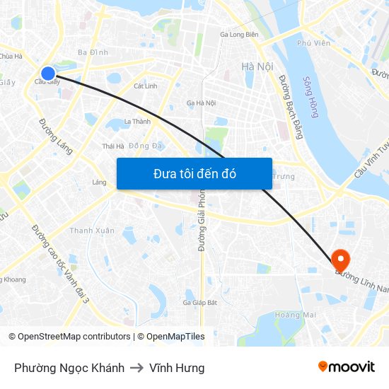 Phường Ngọc Khánh to Vĩnh Hưng map