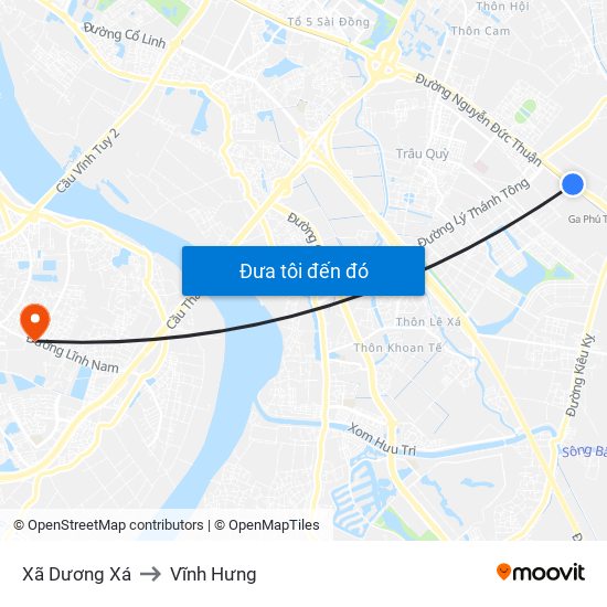 Xã Dương Xá to Vĩnh Hưng map
